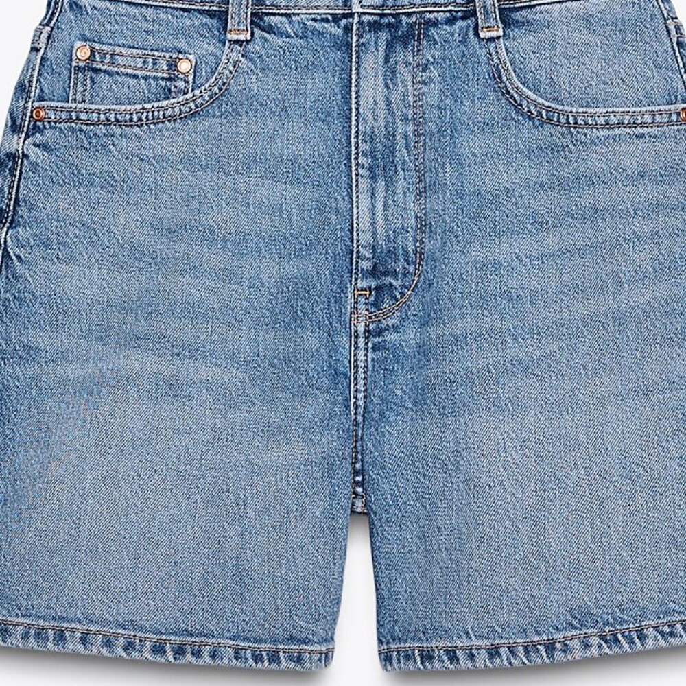 Z1975 Zara Women's Mom High Rise Denim Jean Shorts Light Wash EUR 34 - Picture 10 of 13